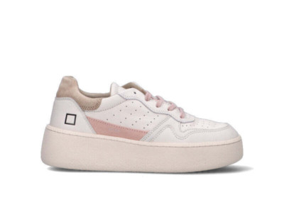 D.A.T.E. Damen Sneaker Creme-Rosa Leder