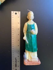 Religious Wax Candle, w/ great detail, color, & condition, 8 inches.