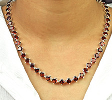 Charming Garnets Gemstones Tennis Designer Necklace.Great luster-No Tarrifs 
