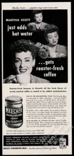 1946 Nescafe coffee Martha Scott photo vintage print ad