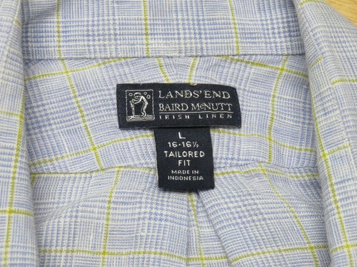 Mens Baird McNutt Irish Linen Long Sleeve Button Down Shirt Lands End Size L 16 - Picture 11 of 11