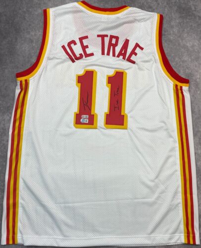 Trae Young Hawks Signed Inscribed Custom White Ice Trae Jersey BAS COA - Picture 1 of 2