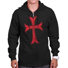 Christian Faith Medieval Knights Brave Cross Sweatshirt Zip Up Hoodie Men Women