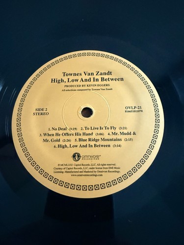 Townes Van Zandt High, Low and In Between Omnivore OVLP-21 Vinyl LP Record - Picture 11 of 11