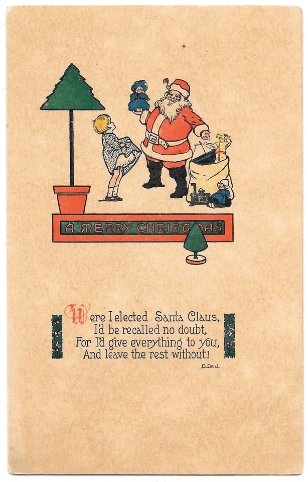C.1950 RUST CRAFT SHOP Boston, Mass. Christmas Greeting Card, Santa