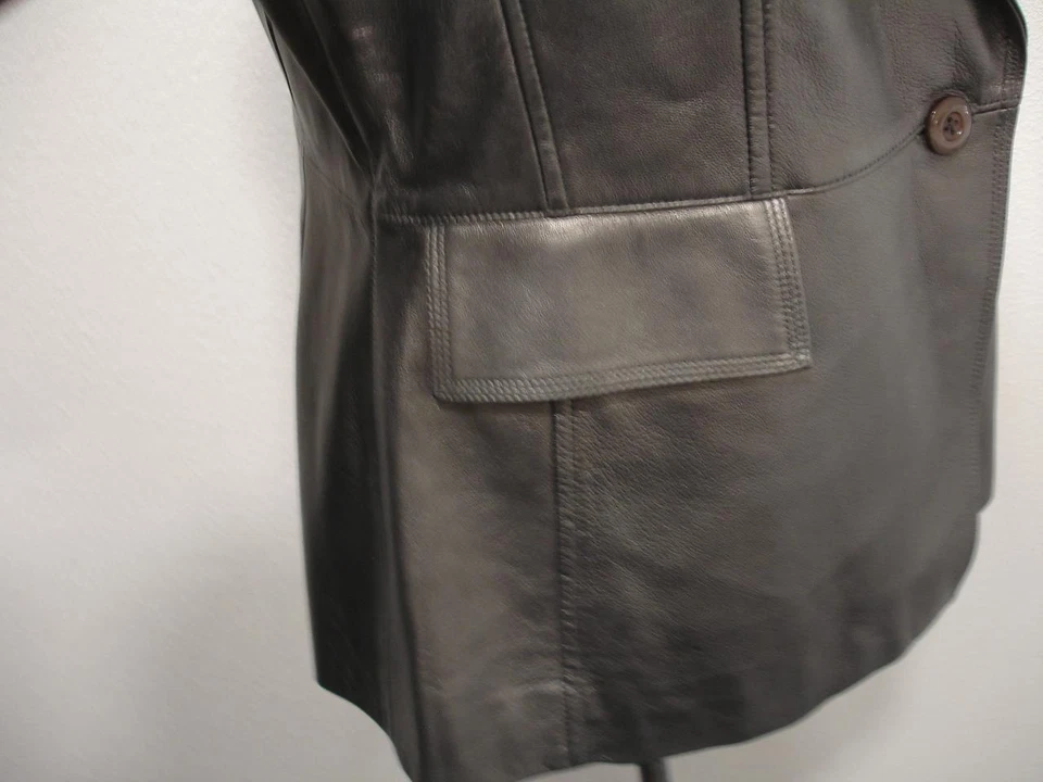 Mujer 8 Ellen Tracy Metálico Gris Peltre Cuero Traje Chaqueta Blazer Abrigo Deportivo Foto 4 de 4