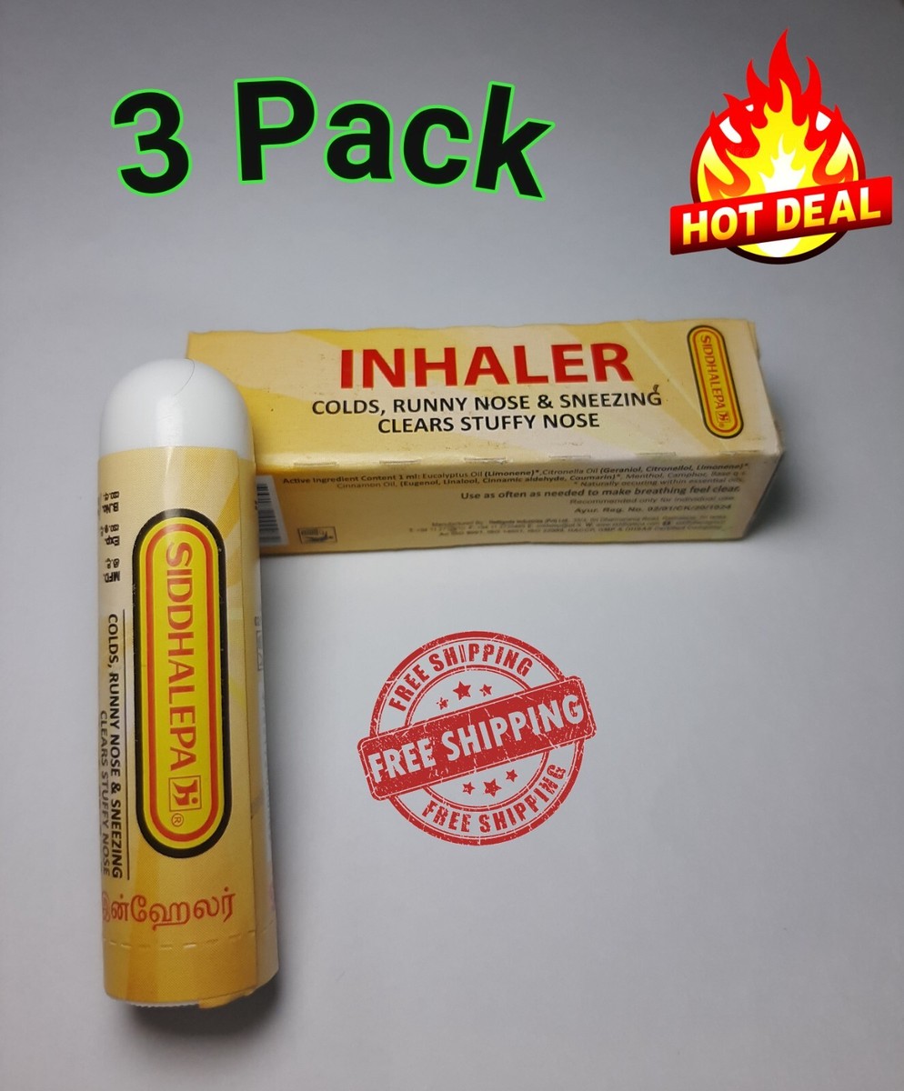 3 PACK Siddhalepa Herbal Inhaler for Cold | Sneezing | Runny Nose
