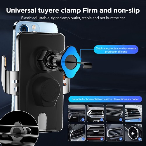 15W Wireless Fast Charging Car Charger Air Vent Phone Holder for iPhone Samsung - Picture 8 of 16
