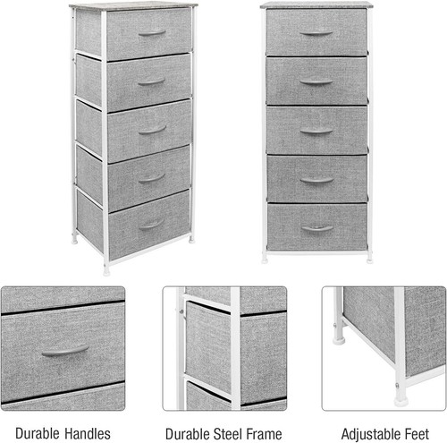 Stylish Multifunctional Nightstand with 5 Drawers - Steel Frame & Easy Assembly - Picture 8 of 9