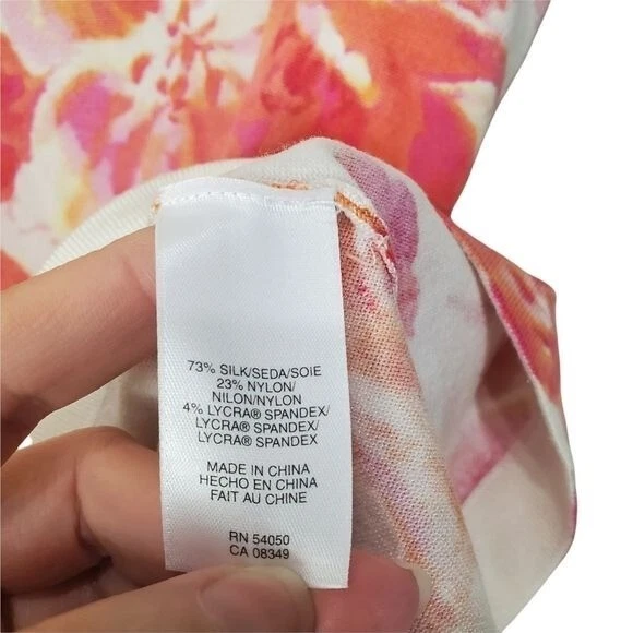 Blusa para mujer ANNE KLEIN pequeña mezcla de seda sin mangas floral tejida acanalada elástica Foto 4 de 4