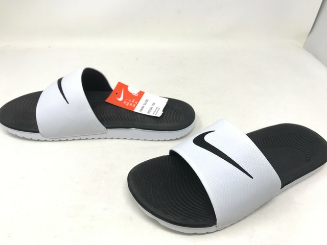 blue and black nike slides