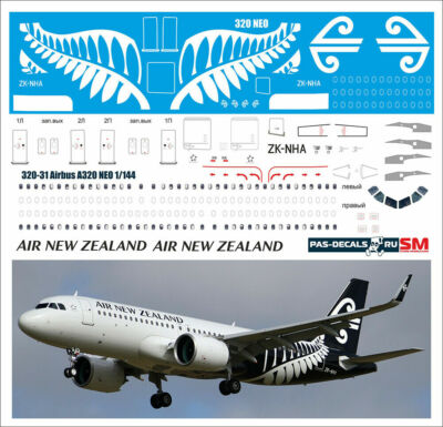 1/144 PAS-DECALS Airbus 320-31 NEO Air New Zealand ZVEZDA REVELL