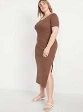 Old Navy Fitted Short Sleeve Rib-Knit Midi Dress Women’s Size XXL New