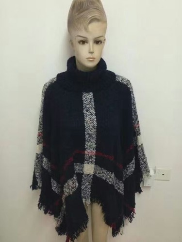 Lady Poncho Stole Cape Shrug Wrap Shawl Jacket Jumper Sweater Polo Neck Warm New - Foto 40 di 40