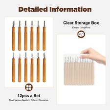 12Pcs Wood Carving Hand Chisel Tool Set Professional Woodworking Gouges Steel
