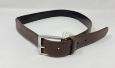 Polo Ralph Lauren Douglas Italian Calfskin Men's Leather Belt 32 Brown Silver