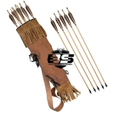 Back Arrow Quiver Handmade Genuine Cowhide Leather in Classic Brown