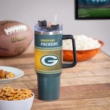 NFL Green Bay Packers Stainless Steel Canyon Cup with Lid and Straw 40oz