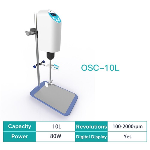 Digital Overhead Stirrer Mixer 10L Lab Overhead Mixer 100-2000 rpm Adjustable - Picture 2 of 9