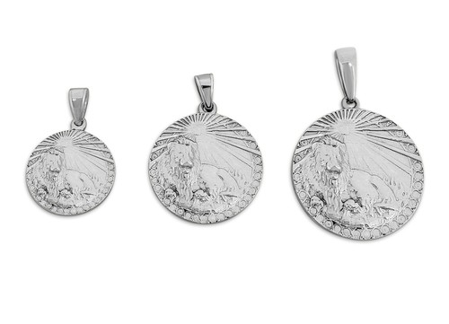 Real 14K White Gold Leo Pendant, Zodiac Sign Coin Pendant Astrology Jewelry - Picture 7 of 9