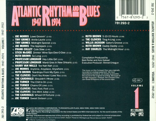 Various – Atlantic Rhythm and Blues 1947 - 1974, CD, ATLANTIC 781 293-2 - Foto 2 di 2