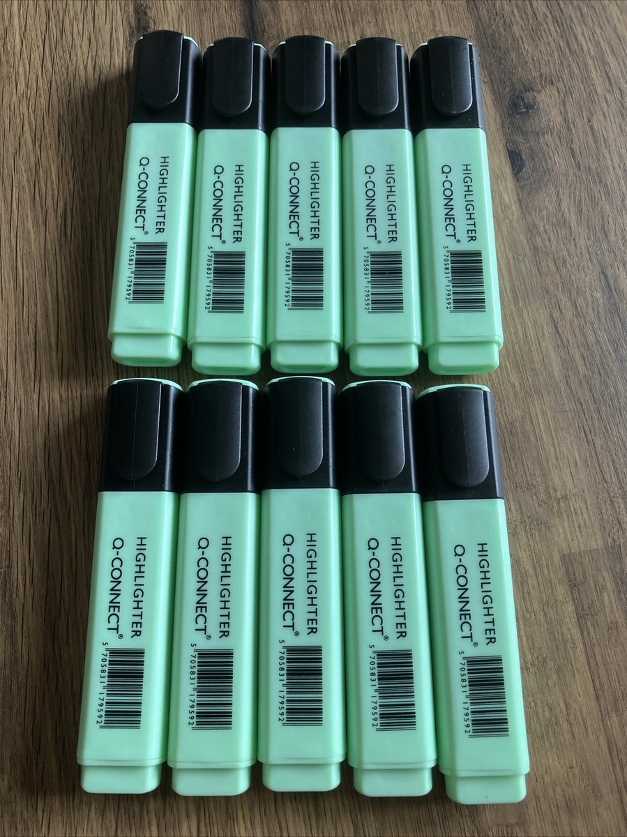 Q Connect Pastel/Pale GREEN CHISEL Tip Highlighters( 10