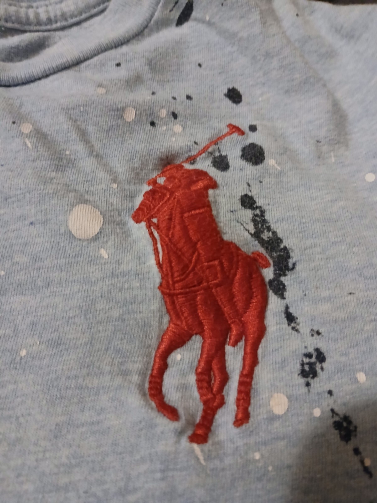 T shirt polo Ralph Lauren in jersey di cotone Big Boys Paint Splatter Big Pony taglia 8