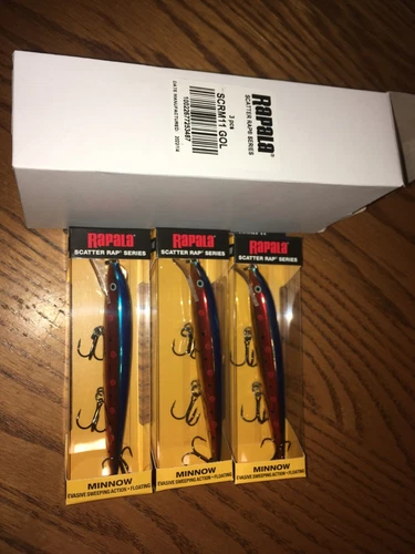 RAPALA SCATTER RAP MINNOW 11's==3 GOLD OF LAPLAND COLORED FISHING LURES