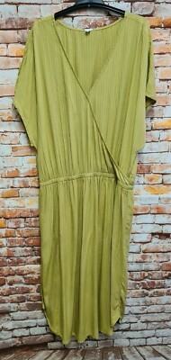 BNWT Ladies Size 12 Anko Crossover Celery Stripe Short Sleeve Dress