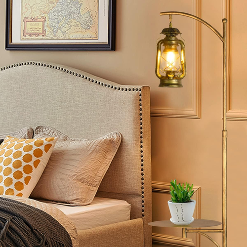 Farmhouse Adjustable Floor Lamps with Tray Lantern Tall Standing Lamp for Bedroo - Picture 4 of 7