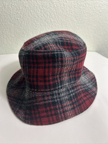 Eddie Bauer Fischerhut rot kariert Wollmischung Damen Einheitsgröße