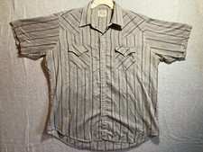 VINTAGE Ely Cattleman Mens Size XL Button Pearl Snap Shirt Gray Long Sleeve
