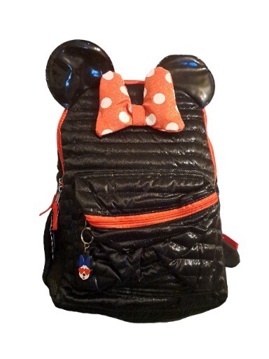 Disney Minnie Mouse Quilted Backpack Ears Bow Black Red  display picture 3
