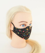 Kids Face Mask - Children's Face Mask - Boys  Girls - Black Mask - Swirls Dots