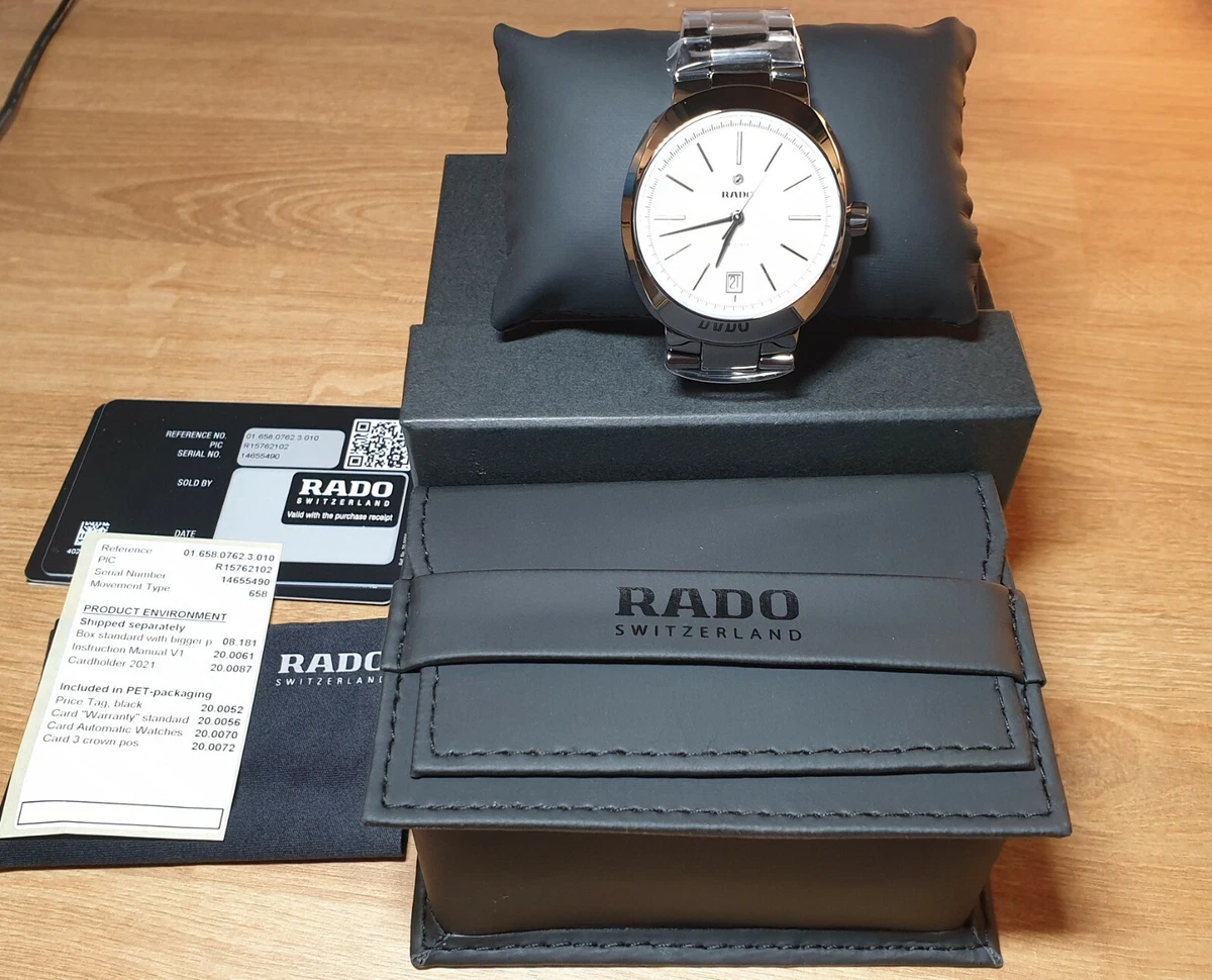 Rado D Star white Date Automatic Ceramic Silver NEW with Box