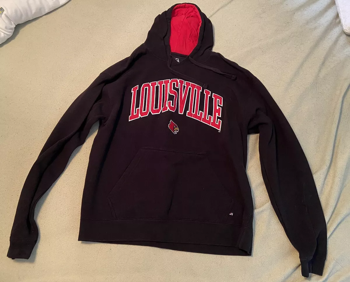 Louisville Cardinals Black Hoodie Mens XL Hooded Pullover Sweatshirt  Embroidered