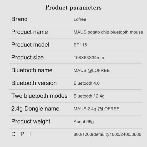 Mouse MAUS LOFREE Wireless 2.4G/Bluetooth Doppia Modalità Connessione EP115 - Foto 7 di 13