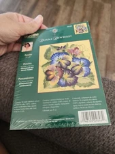 Plaid Bucilla Counted Cross Stitch Kit #4848 Pansies Donna Dewberry NIP-SEALED