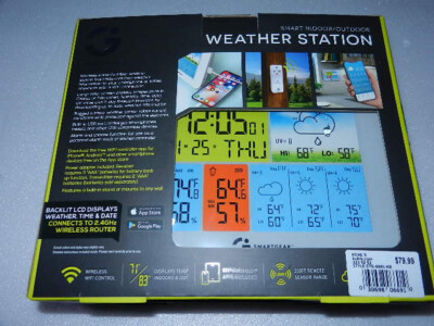 NEW Smart Gear Indoor / Outdoor Weather Station STG-6691-KB wireless wifi wi-fi