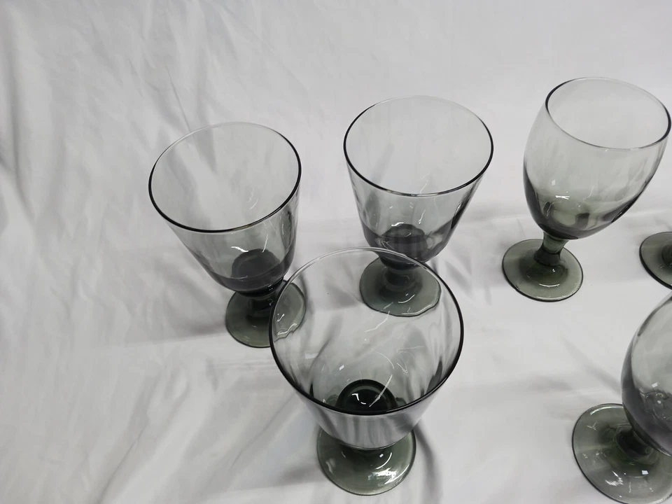 Libbey Vintage Copa Vidrio Gris Ahumado Taza Lote De 9 Foto 4 de 4