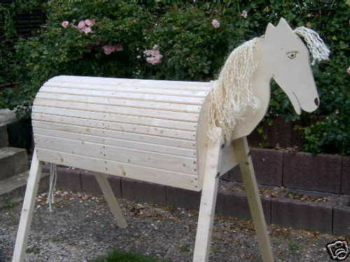 2 Stück Holzpferd Voltigierpferd Holzpony Pferd Pony groß und klein -neu- - Bild 12 von 12