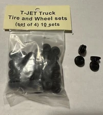 AURORA SLOT CAR T-JET TRUCK SILICONE COMPOUND TIRES ON BLACK RIMS 10 Sets Of (4)