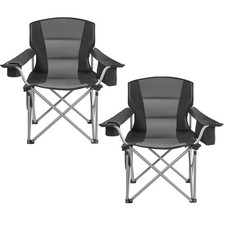 2-Pack Oversized Camping Chairs, 450lb Capacity, Padded Backrest, Cooler Bag