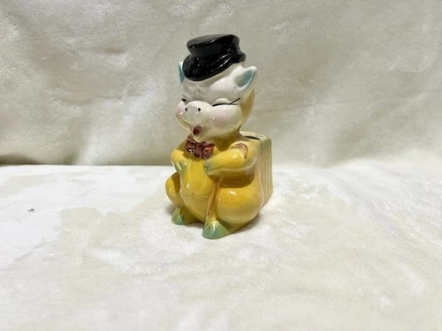 Vintage Shawnee Pottery Pig W/ Top Hat and Bow Planter