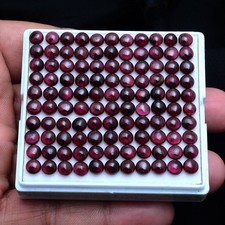 50 Pcs Natural Garnet 5mm Round Cabochon Untreated Loose Gemstones Wholesale Lot
