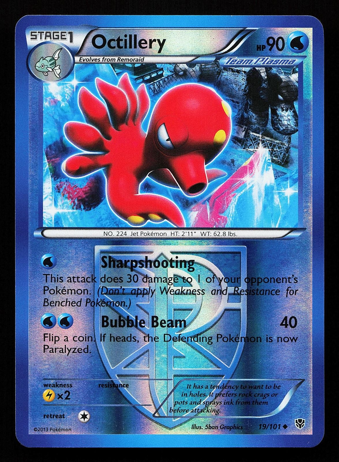 Octillery 19/101 Reverse Holo Uncommon Plasma Blast Pokemon Card