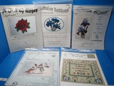 NEW THE SILVER LINING CROSS STITCH CHART PACK Lot of 5: FLOWERS Snowman