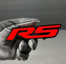 (2) PAIR RS Fender Tailgate Badges RED 3D Acrylic  Aggressive Emblems Racing
