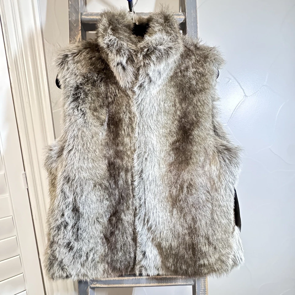 Blassport Women's Small Faux Fur Cardigan Vest Reversible Western Rodeo Rock NWT - Image 2 of 4