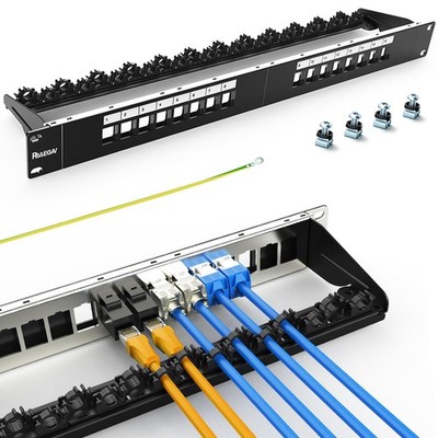PBAEGAV 16 Port Patch Panel Blank UTP/STP 1U 19'' Keystone Patch Panel with Cable